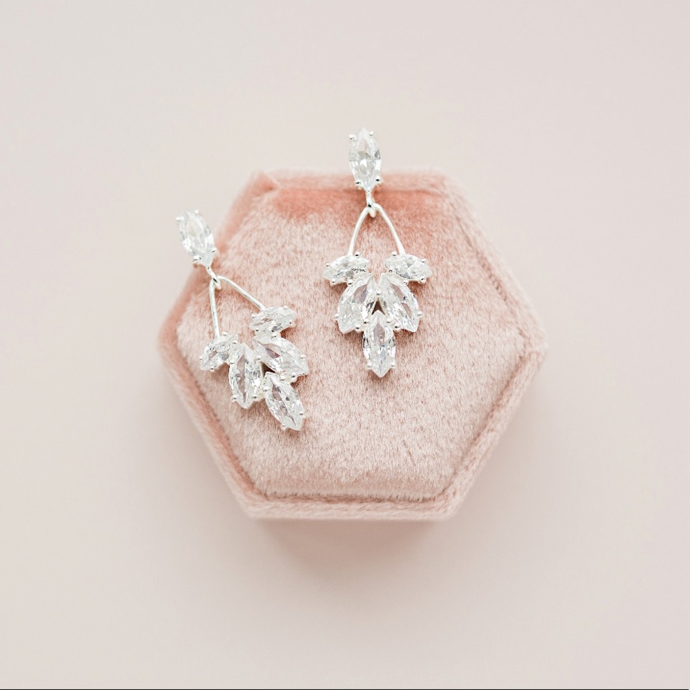 Silver Drop Bridal Earrings